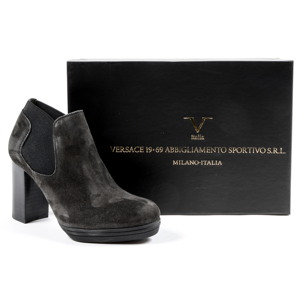 V 1969 Italia Stivaletto con tacco da donna grigio scuro GRACY