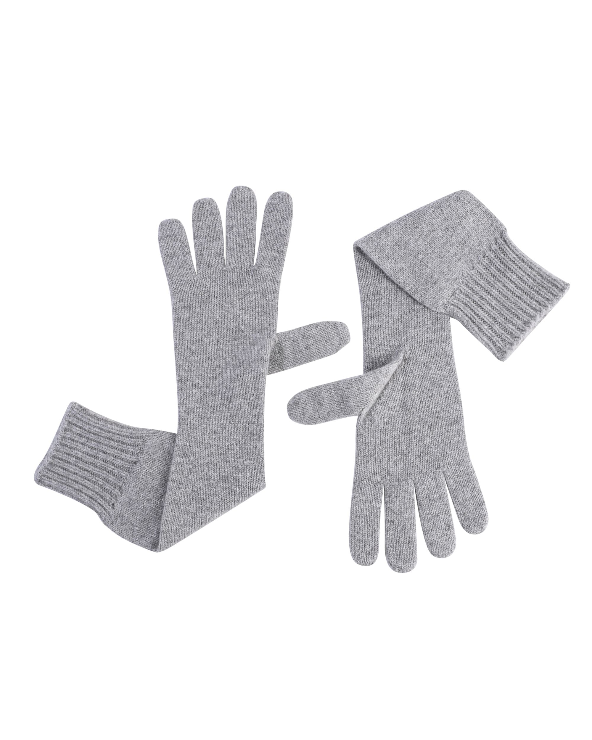 Guanti lunghi da donna in cashmere Crown of Edinburgh COE 002 GRIGIO PERLA