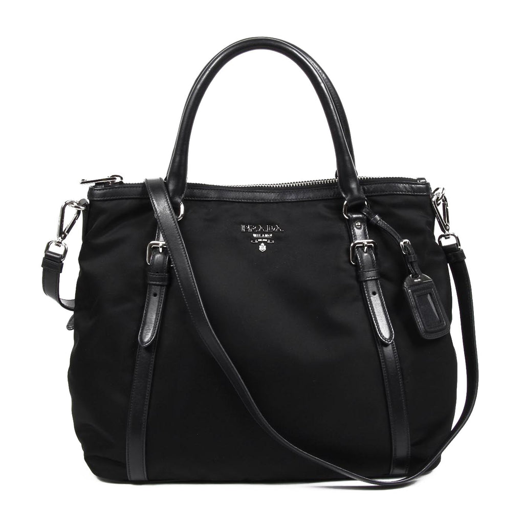 Prada Shopping Tote BR5116 Tessuto Morbido Vitello Nero