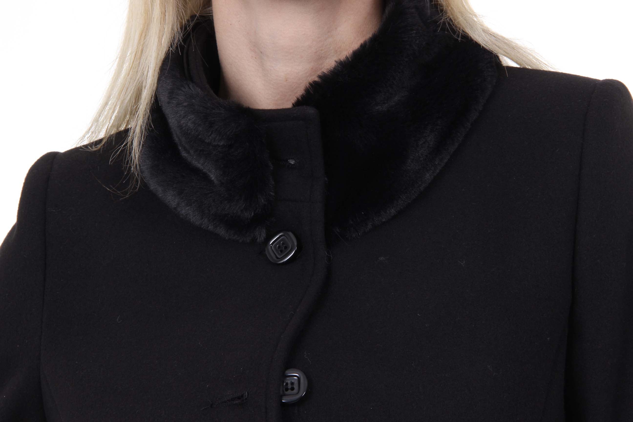 Cappotto da donna V 1969 Italia CAPPOTTO LINDA TESS. VELLUTO + PELLICCIA NERO