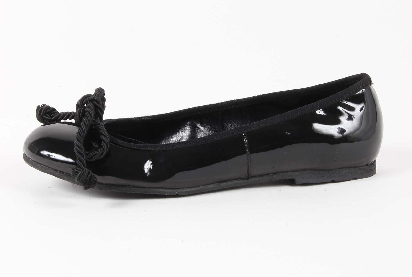 V 1969 Italia Ballerina da donna E08 VERNICE NERO CORDA