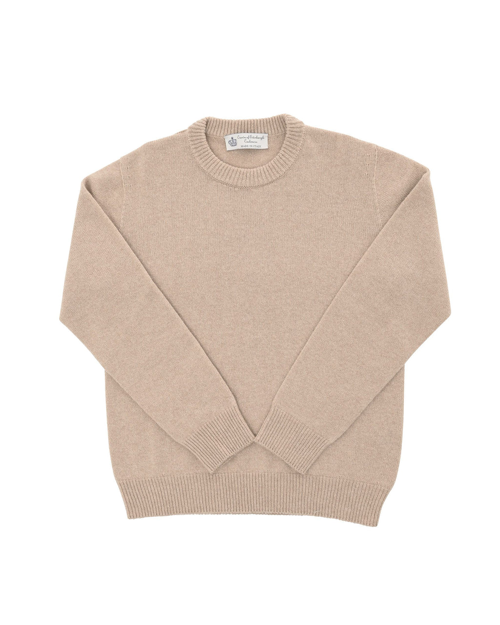Maglione girocollo da uomo in cashmere Crown of Edinburgh COE 009 BEIGE