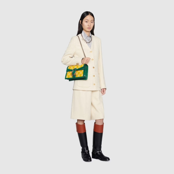 Borsa a tracolla Gucci GG Leather Dionysus verde giallo