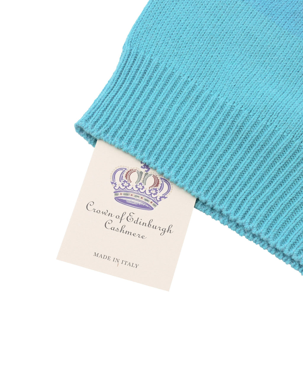 Berretto con risvolto da donna in cashmere Crown of Edinburgh COE 0048 TURCHESE