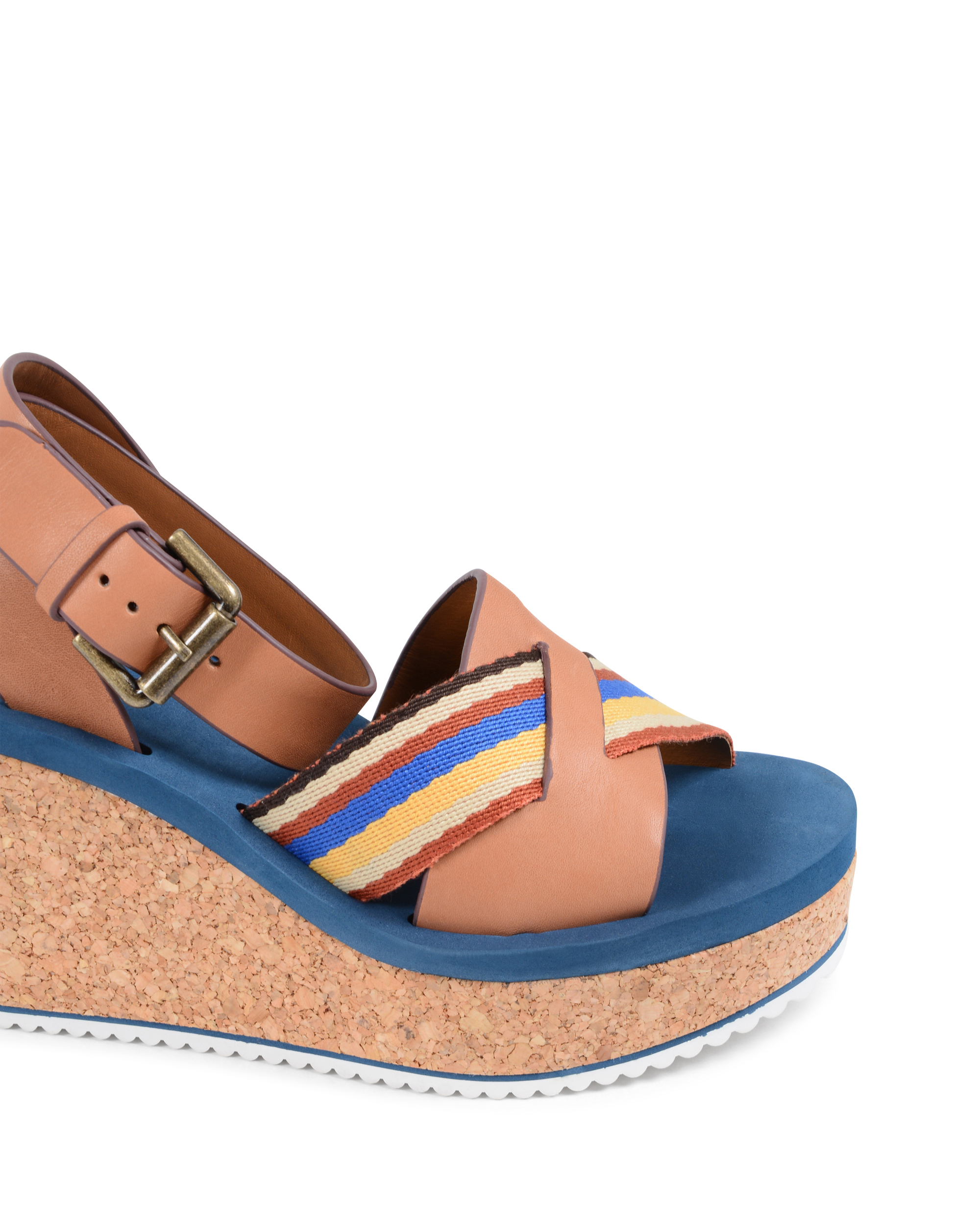Chloè Sandalo con zeppa da donna multicolore SB30144 CUOIO MULTI