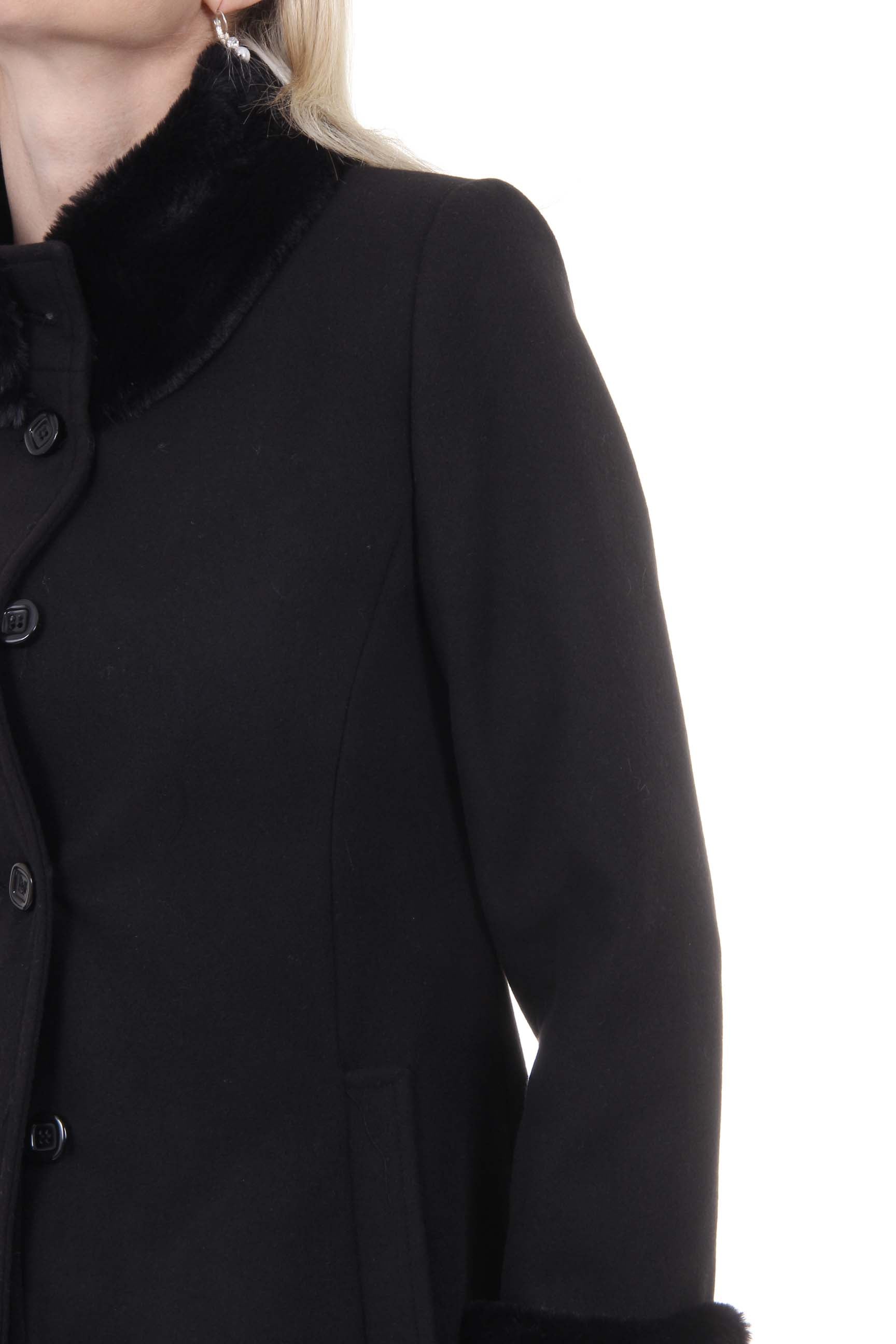 Cappotto da donna V 1969 Italia CAPPOTTO LINDA TESS. VELLUTO + PELLICCIA NERO