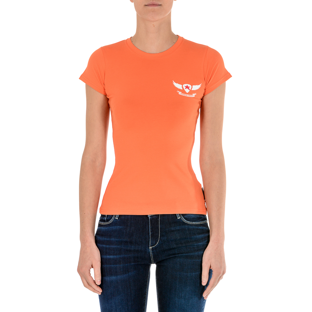 Andrew Charles T-shirt da donna a maniche corte con scollo tondo arancione TARANA