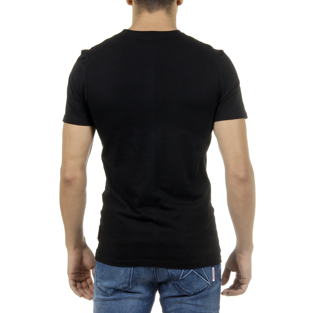 Andrew Charles T-shirt da uomo a maniche corte con scollo rotondo, nera KEITA