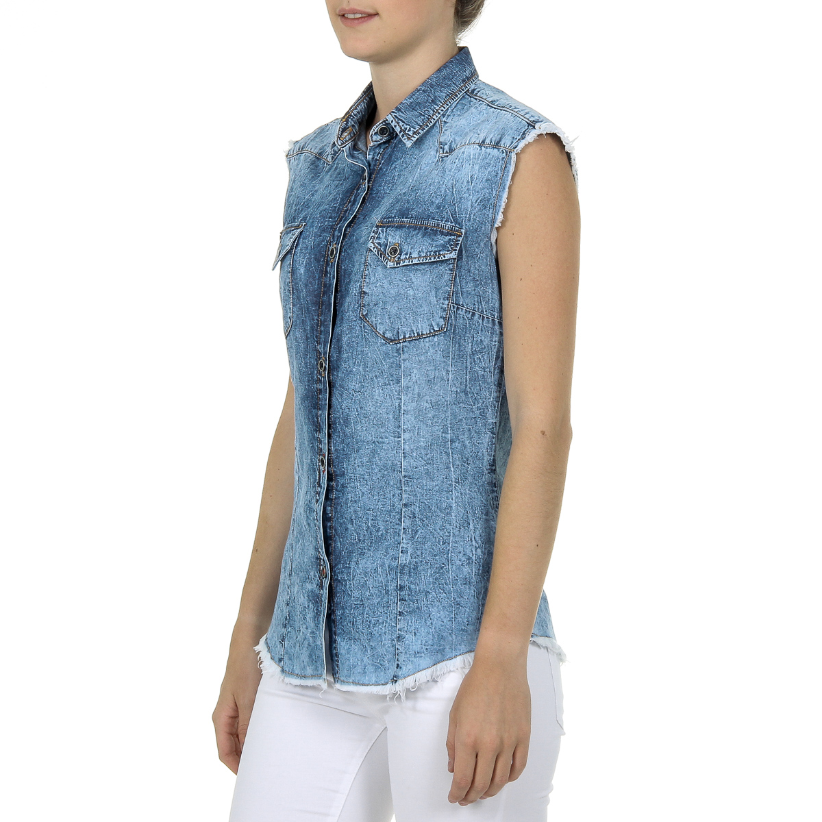 Camicia da donna Andrew Charles senza maniche in denim CAMILIA