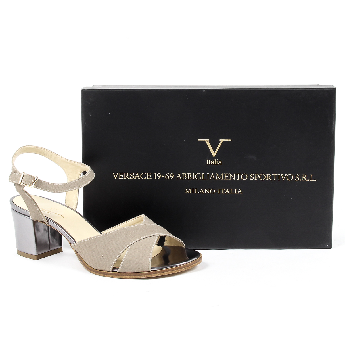 V 1969 Italia Sandalo con cinturino alla caviglia da donna Beige VERA