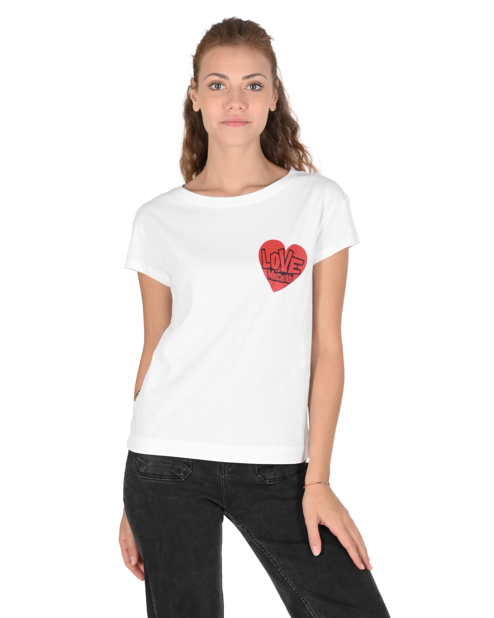 T-shirt da donna Love Moschino W 4 F30 3G M 3876 A00 BIANCO OTTICO