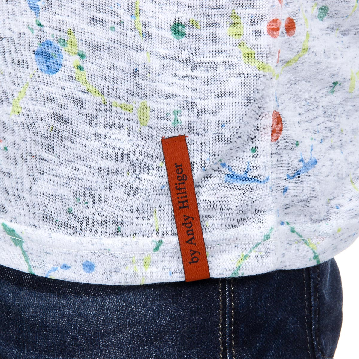 Andrew Charles T-shirt da uomo a maniche corte con scollo tondo, bianca, modello HUNTER
