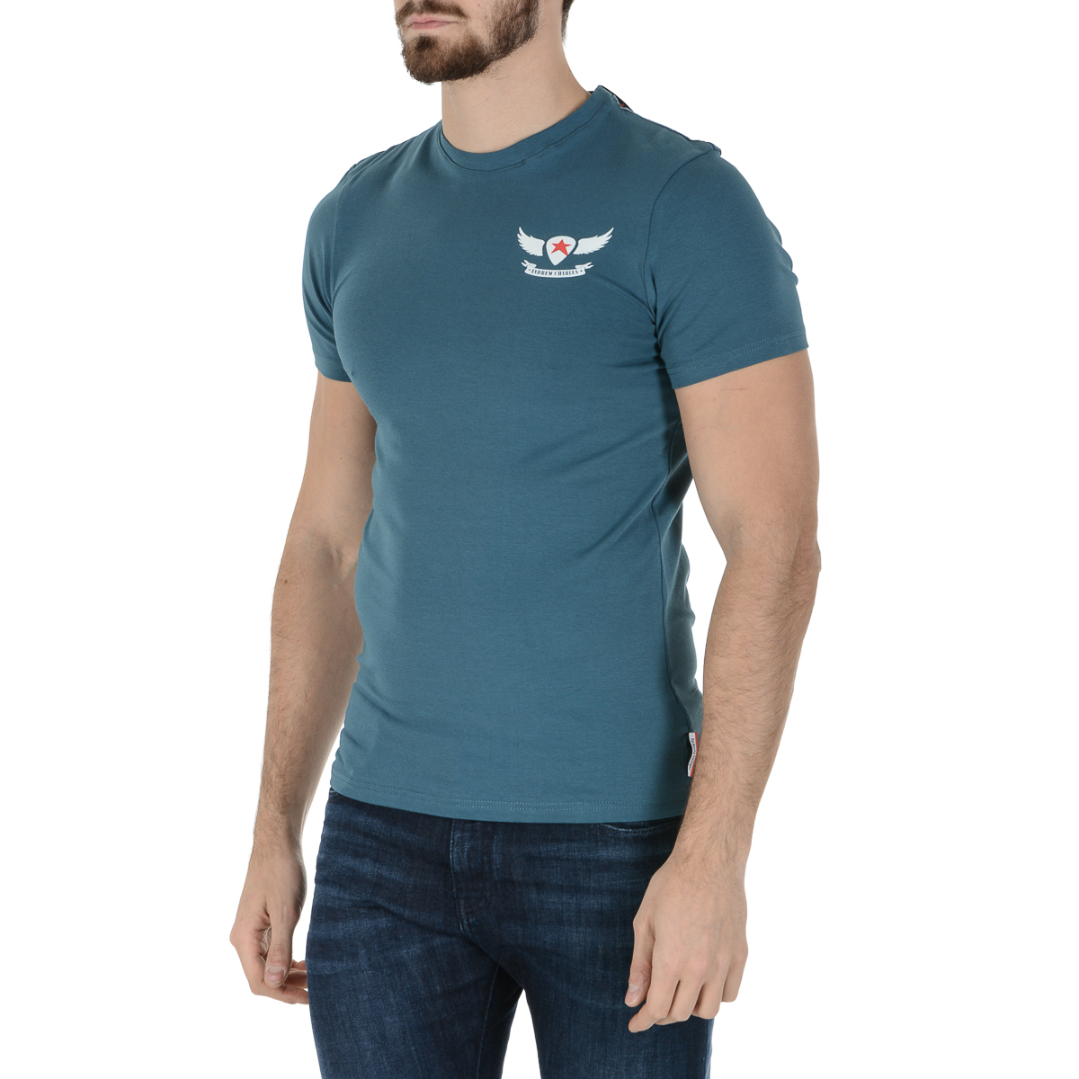 Andrew Charles T-shirt da uomo a maniche corte con scollo rotondo verde KEITA