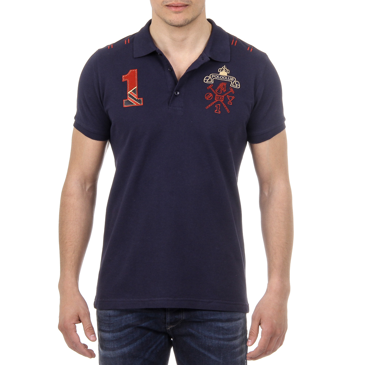 Polo da uomo a maniche corte Ufford & Suffolk Polo Club US008 BLU NAVY