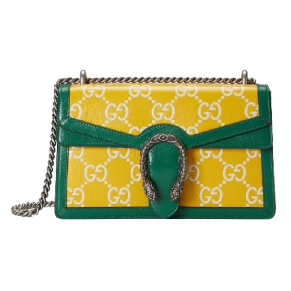 Borsa a tracolla Gucci GG Leather Dionysus verde giallo