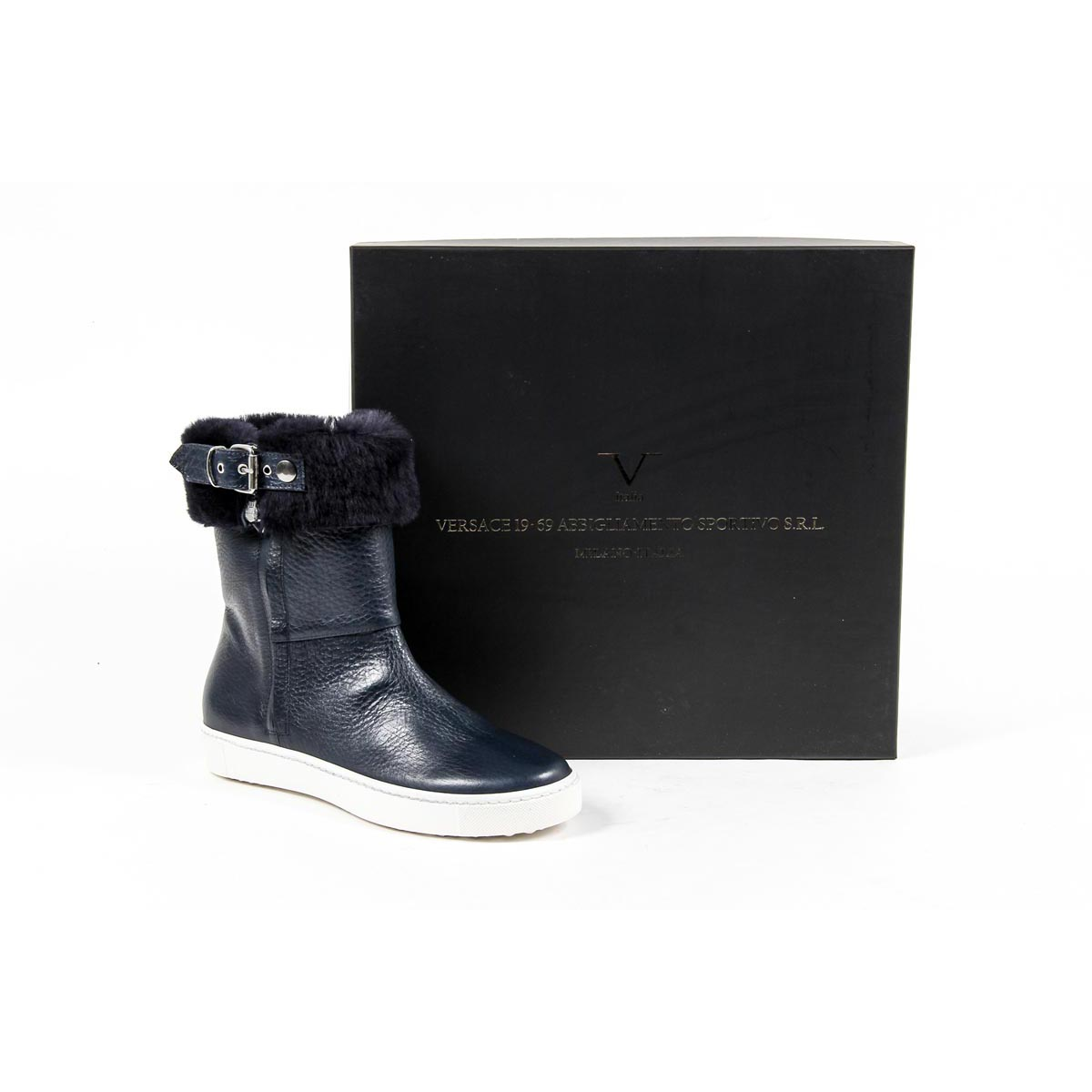 V 1969 Italia Womens Short Boot 312079 ADRIA BLU/MERINO BLU
