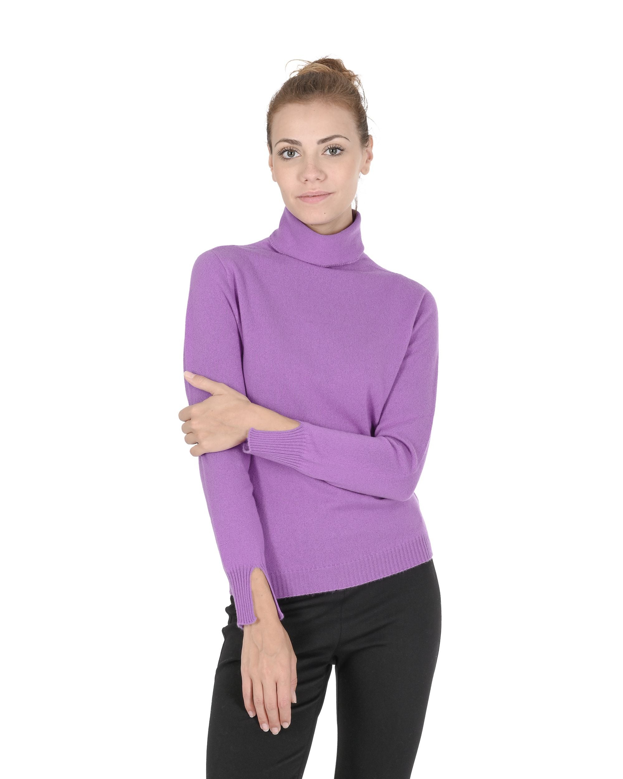 Maglione dolcevita da donna in cashmere Crown of Edinburgh COE 0023 LAVANDA