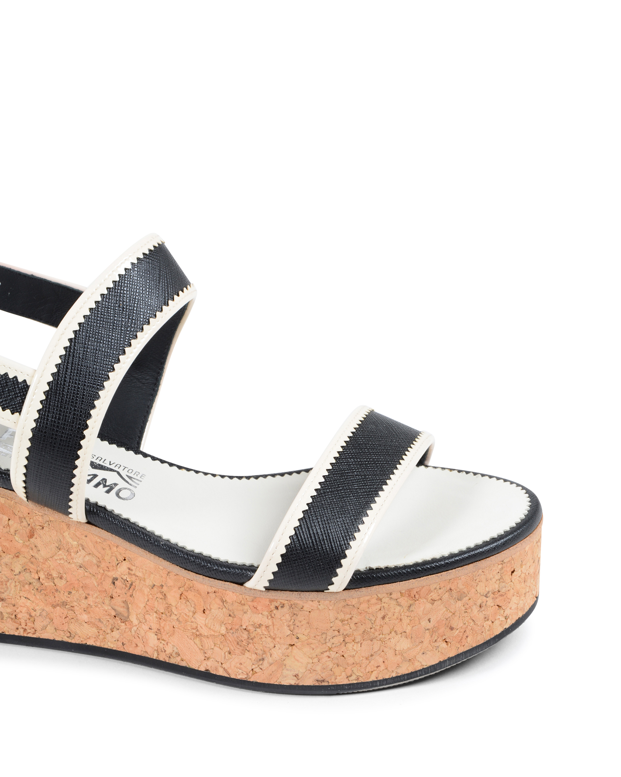 Sandalo con zeppa da donna Salvatore Ferragamo Nero EMILIA