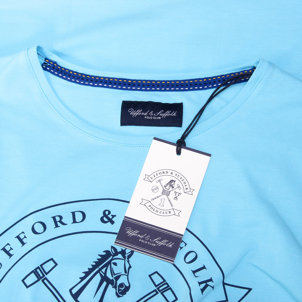 T-shirt da uomo Ufford & Suffolk Polo Club a maniche corte con scollo rotondo US027 BLU