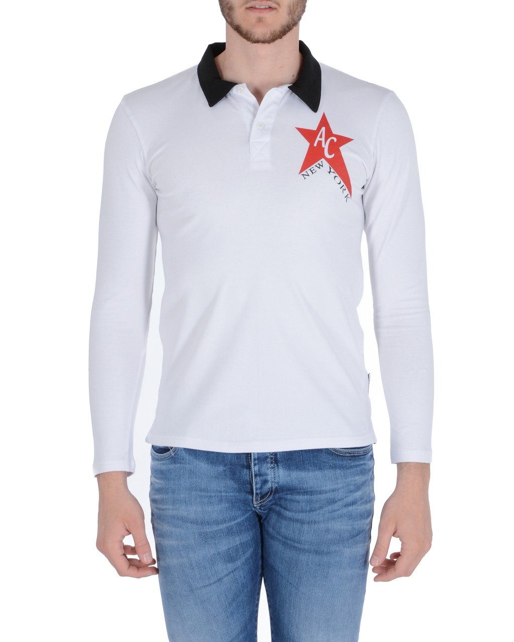 Polo Andrew Charles da uomo LS BIANCO-NERO S16