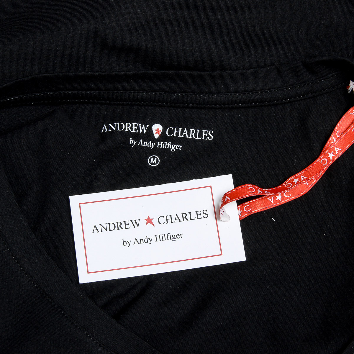Andrew Charles T-shirt da donna a maniche corte con scollo a V, nera TAPIWA