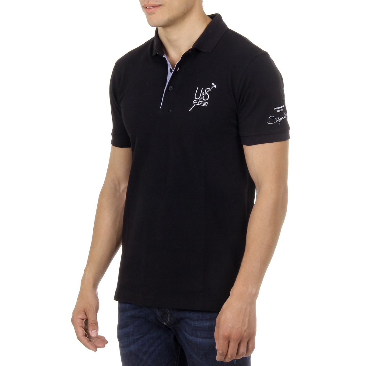 Polo da uomo a maniche corte Ufford & Suffolk Polo Club US026 NERO