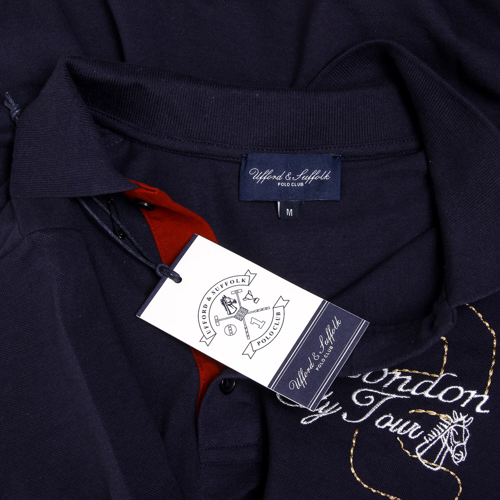 Polo da uomo a maniche corte Ufford & Suffolk Polo Club US005 BLU NAVY