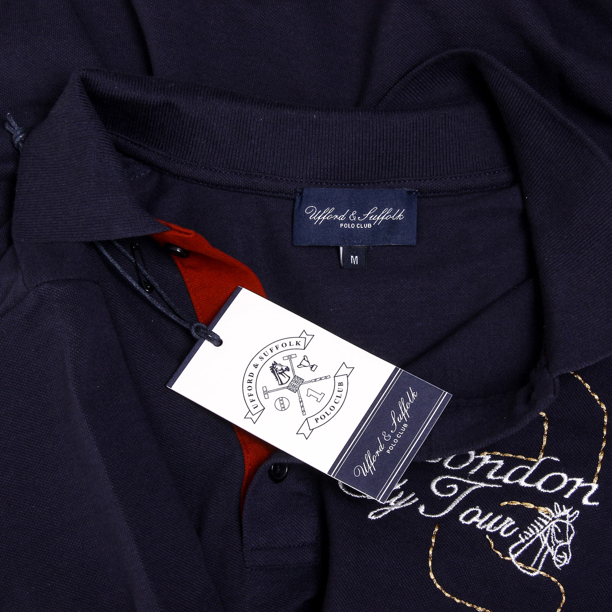 Polo da uomo a maniche corte Ufford & Suffolk Polo Club US005 BLU NAVY