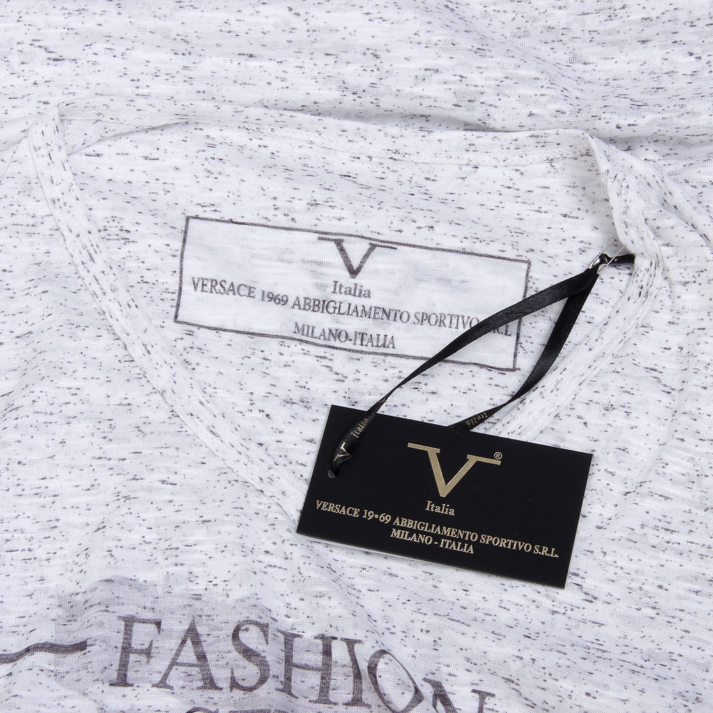V 1969 Italia T-shirt da uomo a maniche corte con scollo a V bianca DANIEL