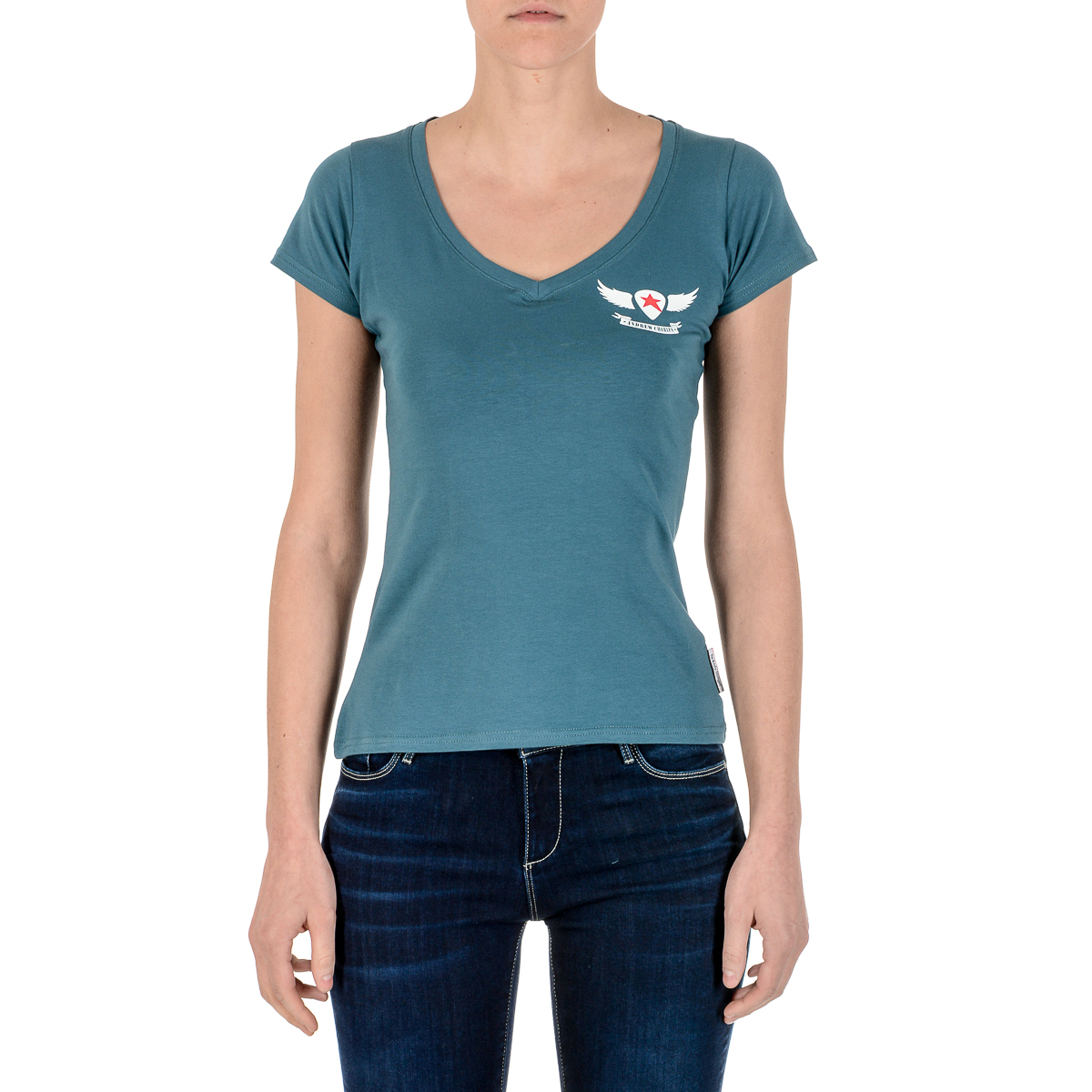 Andrew Charles T-shirt da donna a maniche corte con scollo a V verde TAPIWA