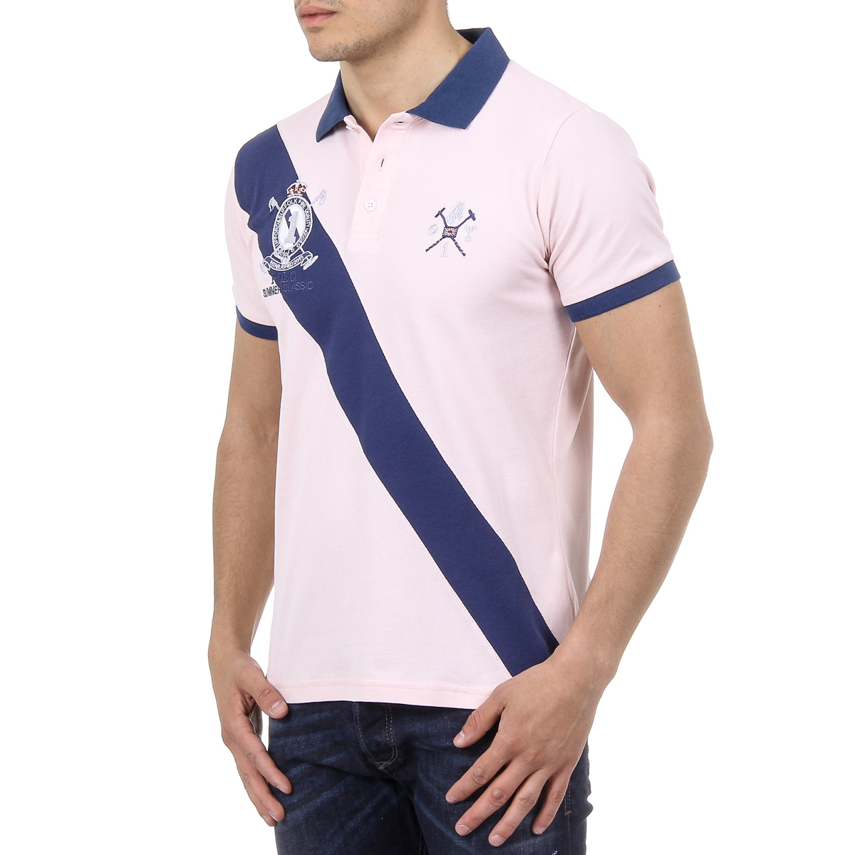 Polo da uomo a maniche corte Ufford & Suffolk Polo Club US004 ROSA