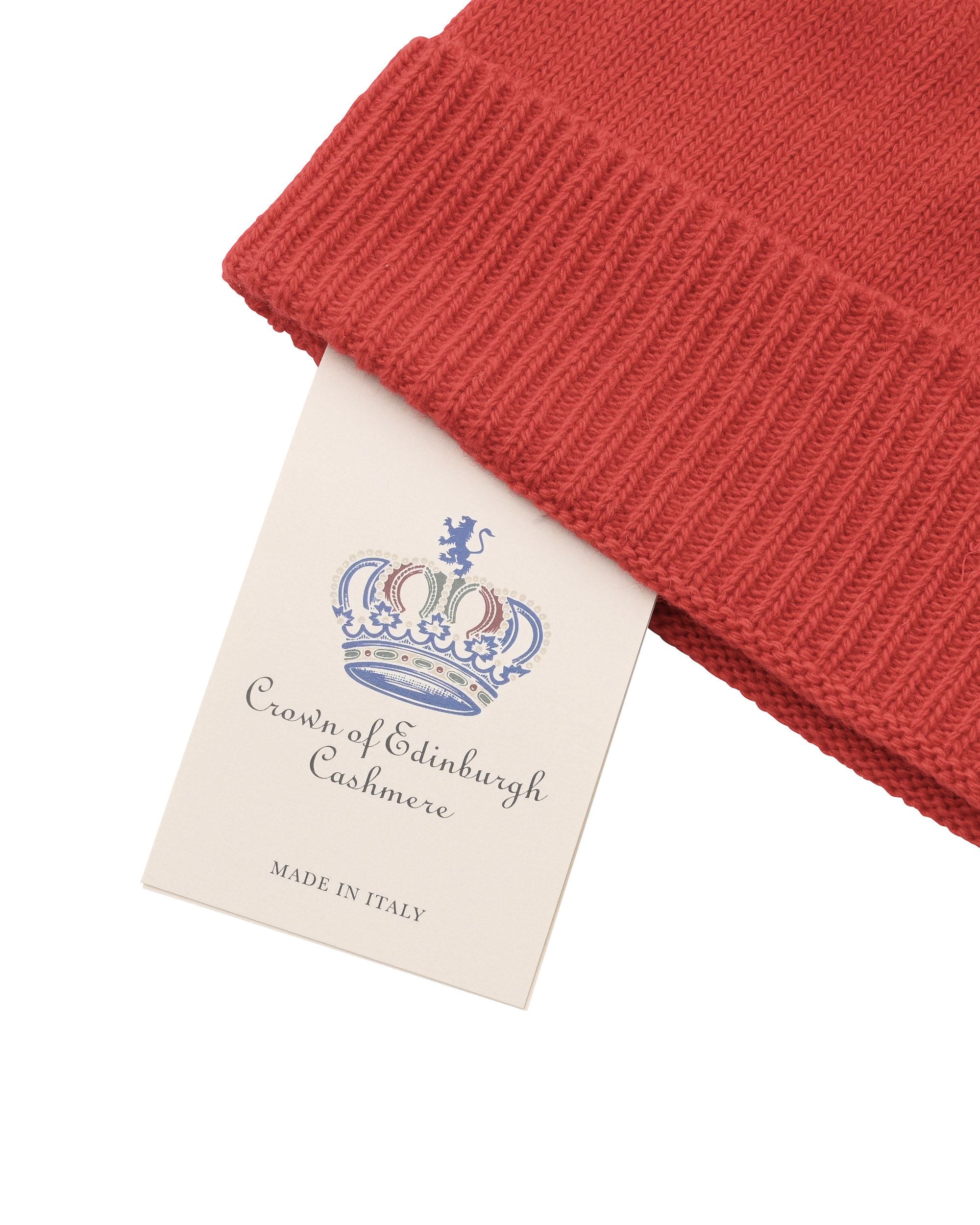 Berretto classico da donna in cashmere Crown of Edinburgh COE 004 ROSSO