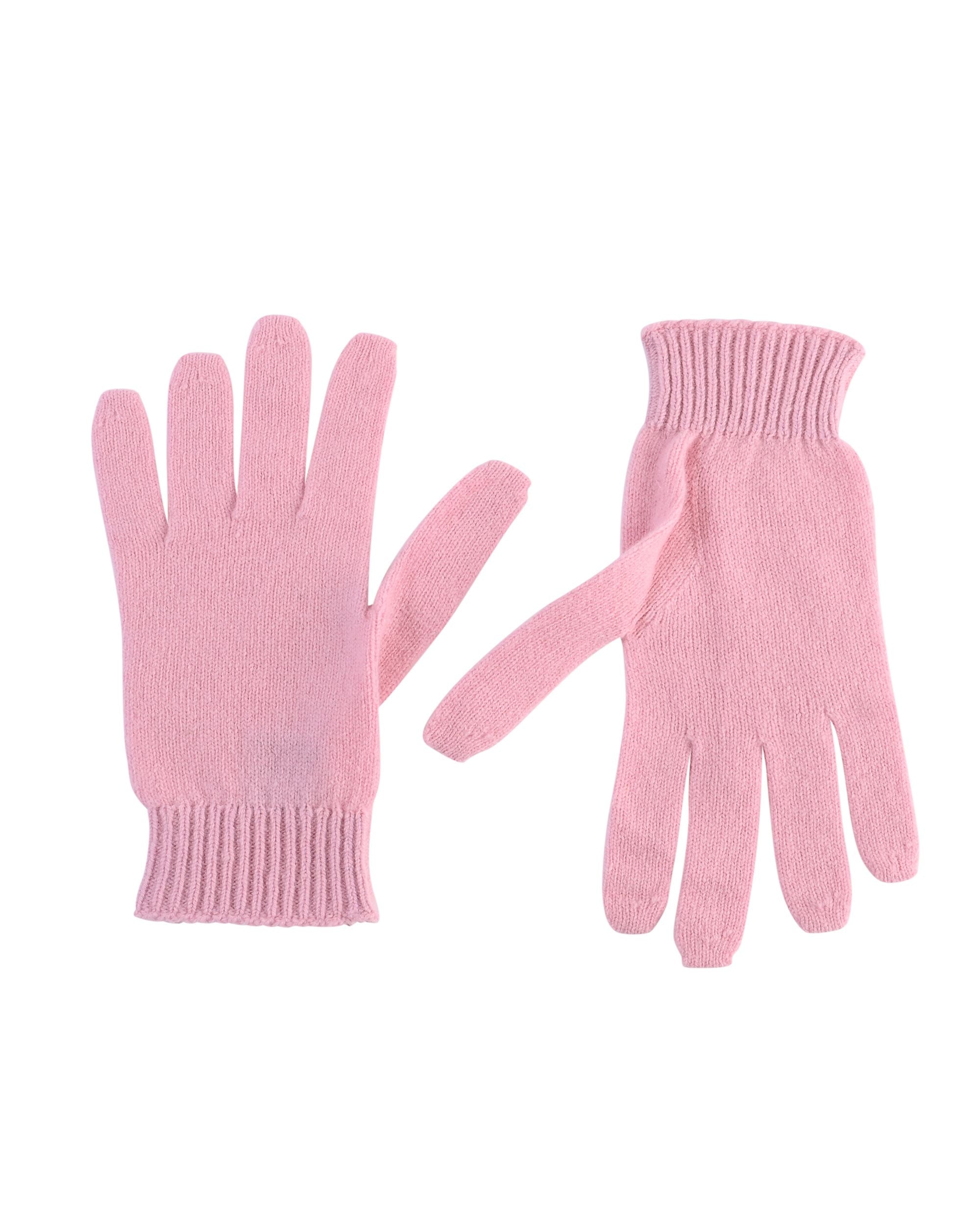 Guanti corti da donna in cashmere Crown of Edinburgh COE 001 ROSA CONTORNO