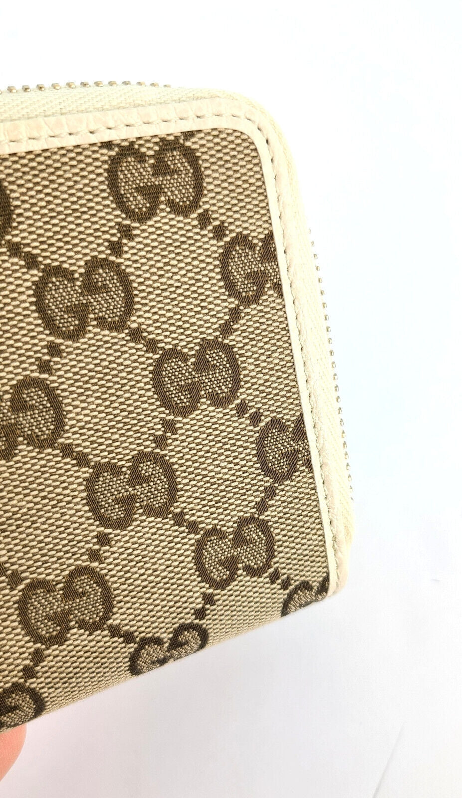 Portafoglio Gucci Original GG in tela e pelle beige bianco