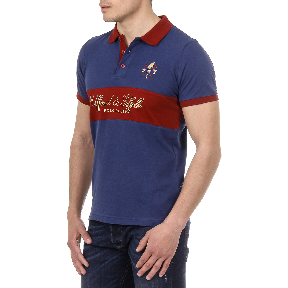 Polo da uomo a maniche corte Ufford & Suffolk Polo Club US002 BLU NAVY
