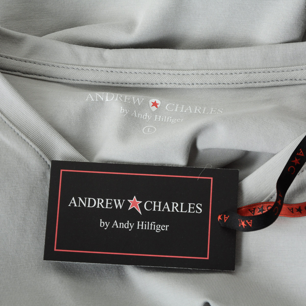 Andrew Charles T-shirt da uomo a maniche corte con scollo a V grigio chiaro KENAN