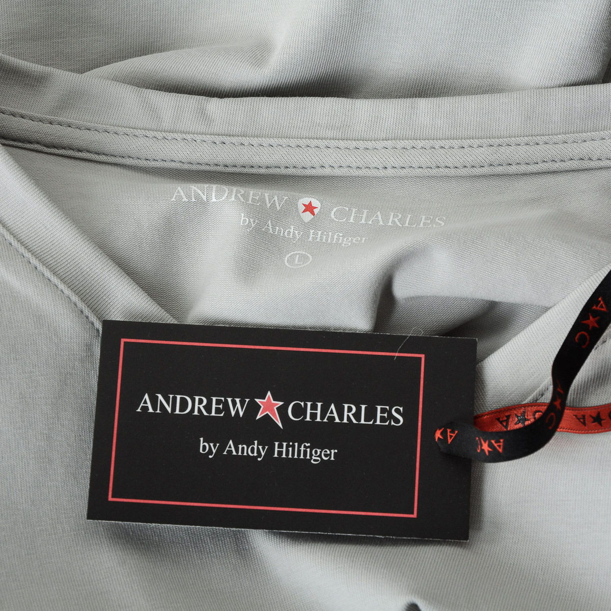 Andrew Charles T-shirt da uomo a maniche corte con scollo a V grigio chiaro KENAN