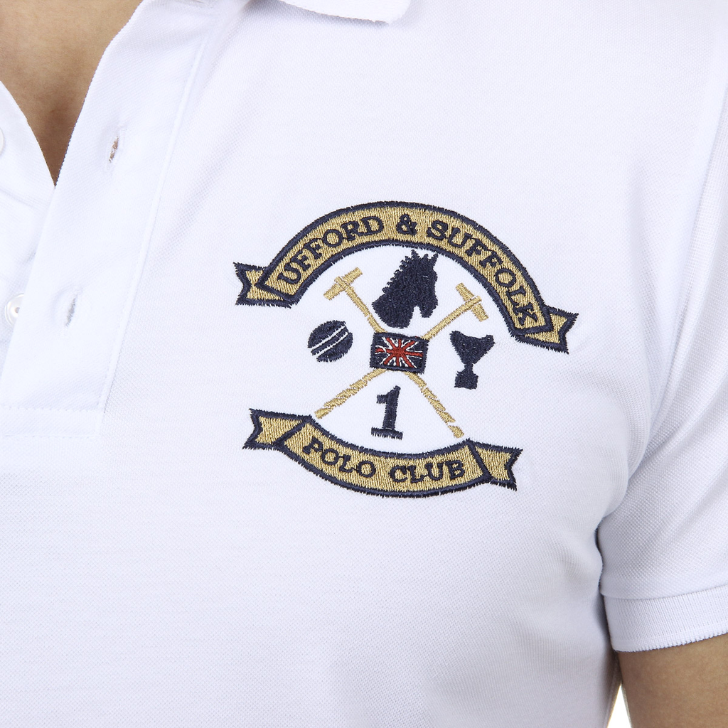 Polo da uomo a maniche corte Ufford & Suffolk Polo Club US007 BIANCO