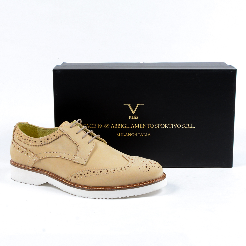 V 1969 Italia Scarpe Oxford Brogue da uomo Beige PEDRO