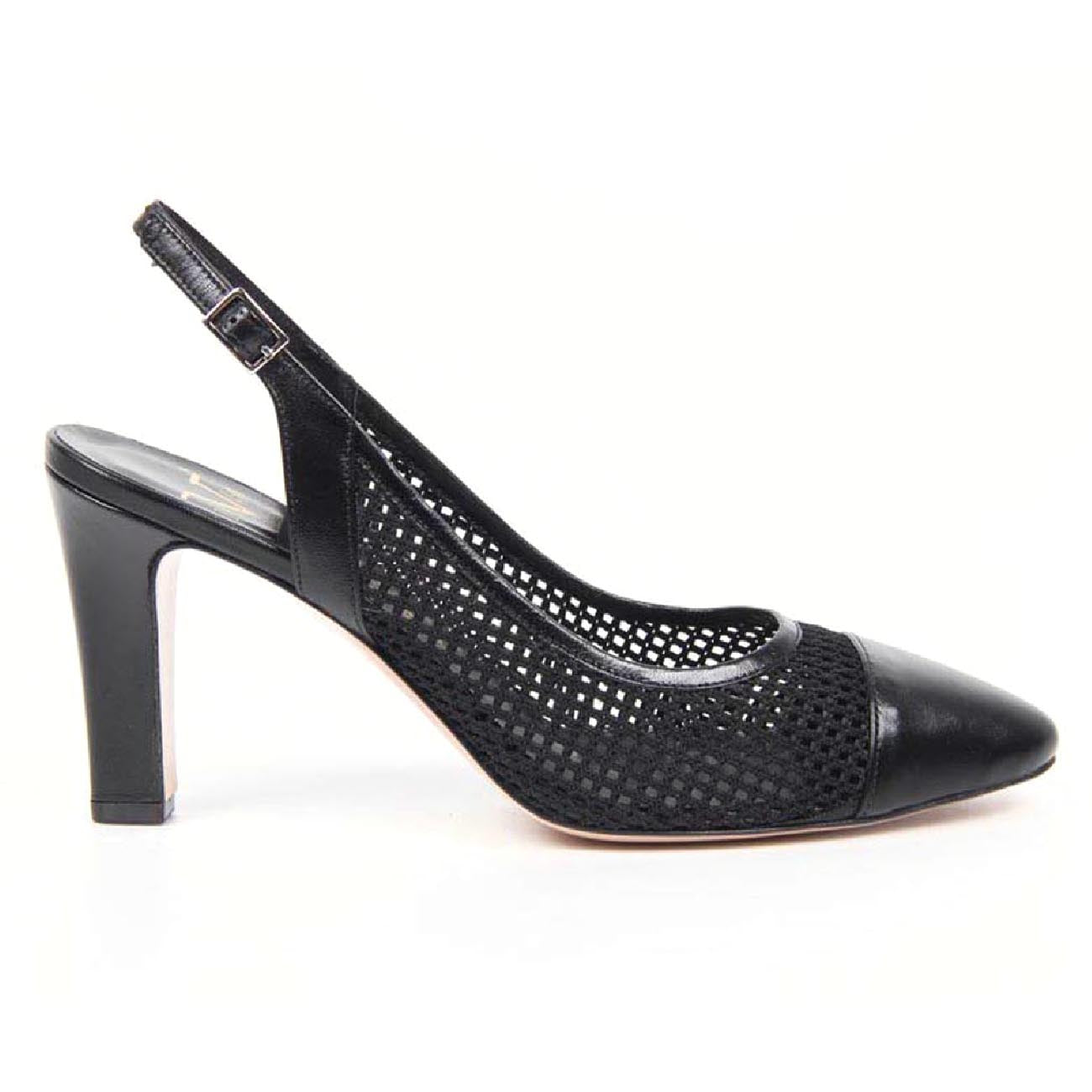 Décolleté Slingback da Donna V 1969 Italia 5512 LAU85 TES RETE NEW RODI NERO