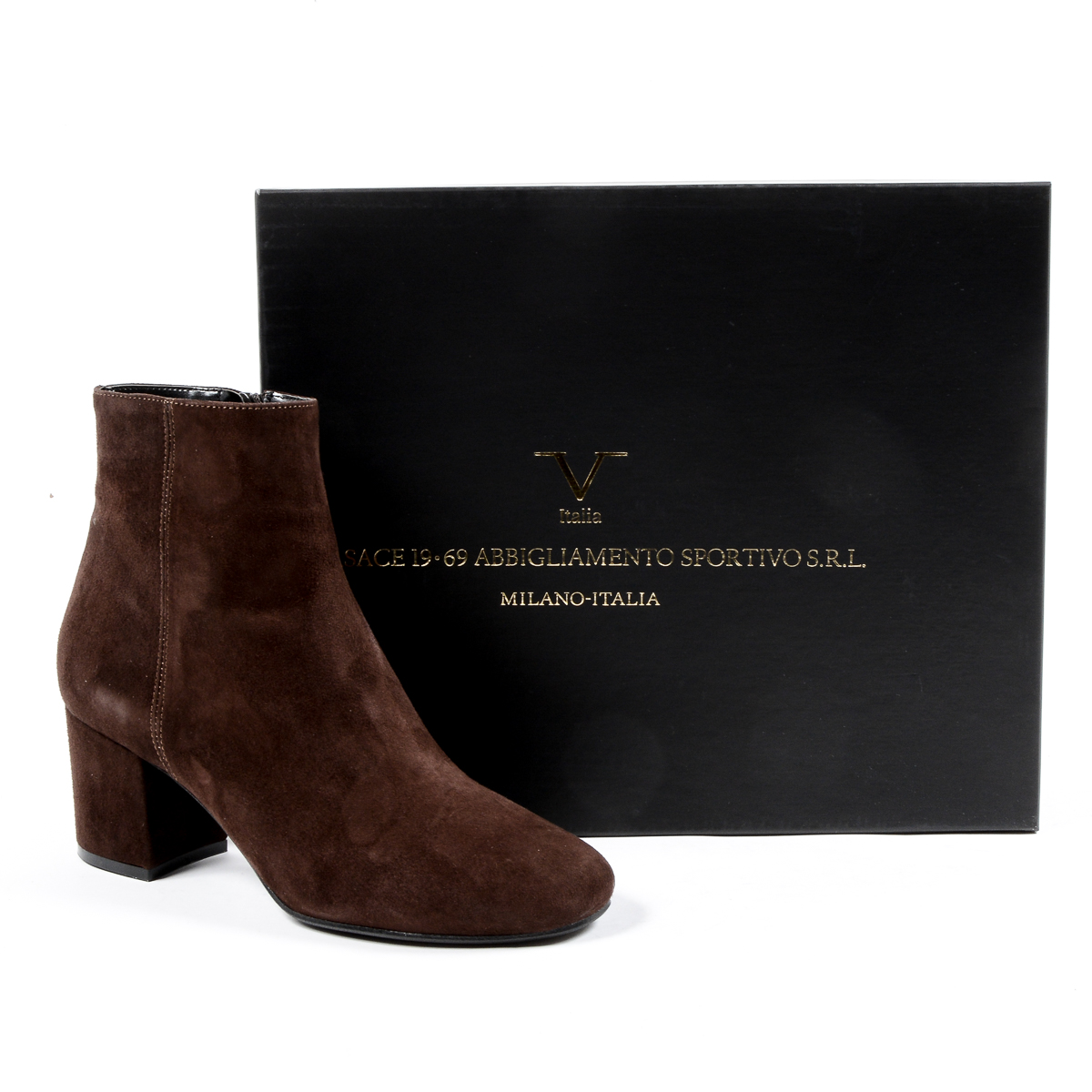 V 1969 Italia Stivaletto con tacco da donna Marrone MAD