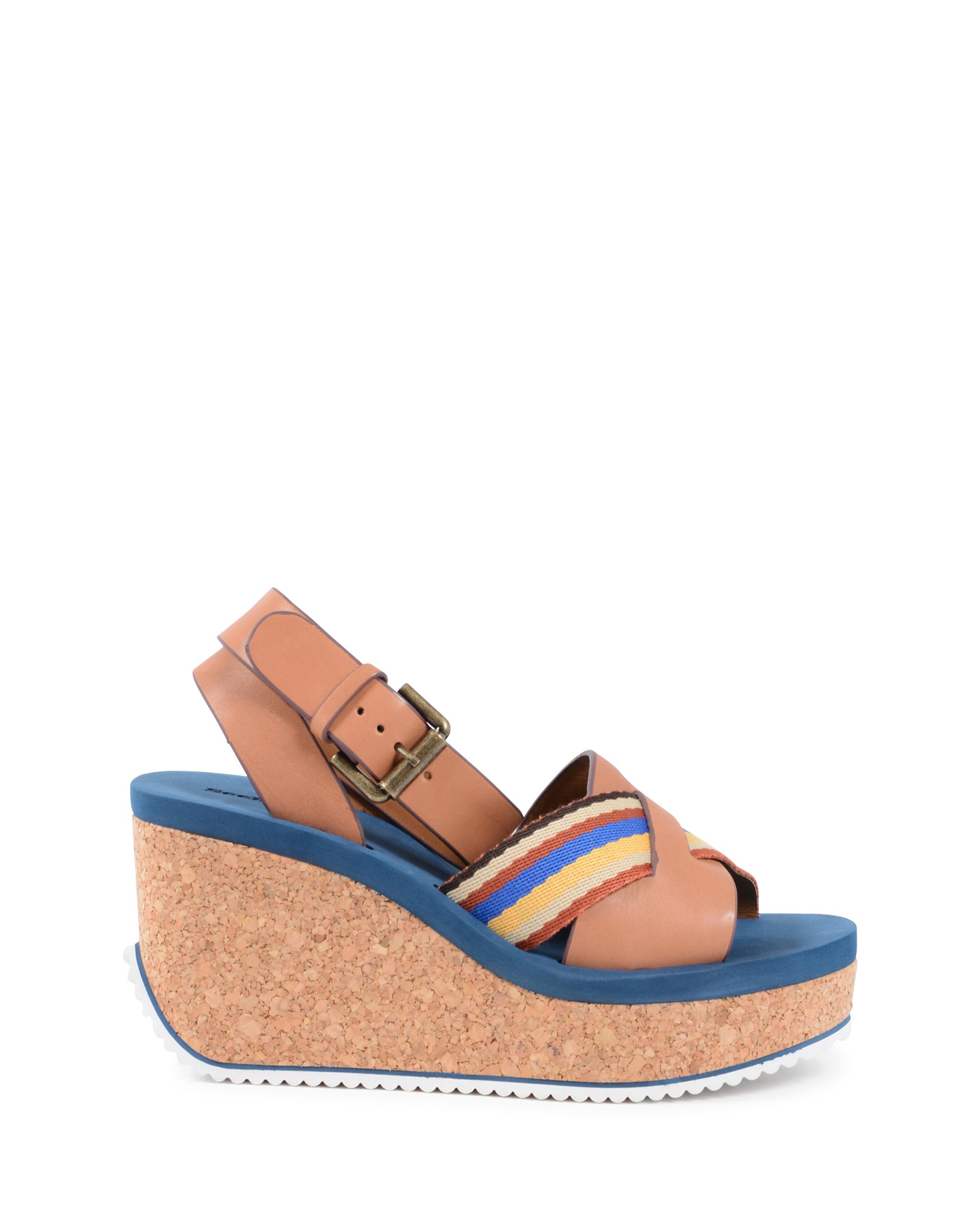 Chloè Sandalo con zeppa da donna multicolore SB30144 CUOIO MULTI