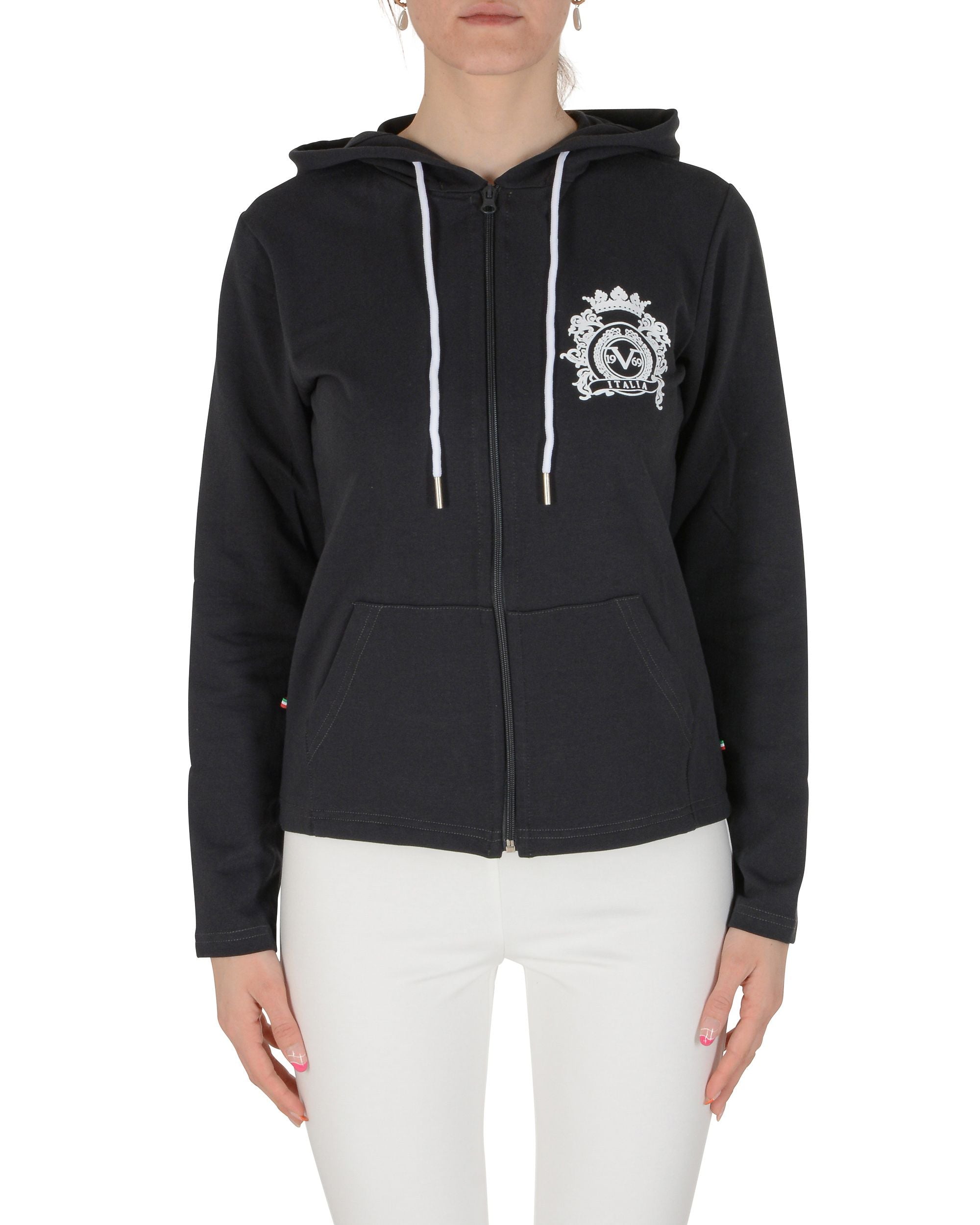 19V69 Italia Felpa con cappuccio da donna grigio scuro ELEANA HOODIE GRIGIO SCURO