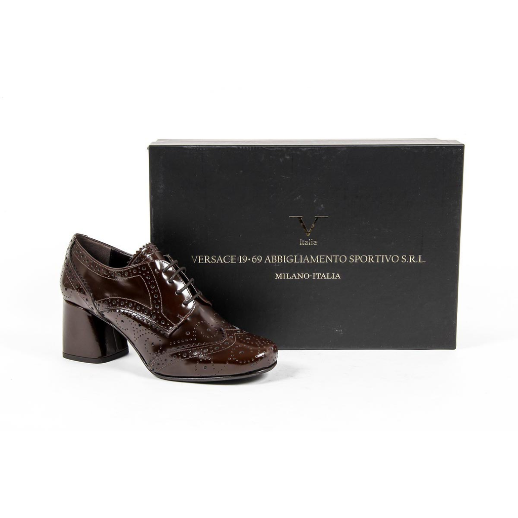 V 1969 Italia Scarpa brogue con tacco da donna B2460 AMALFI MORBIDO MARRONE