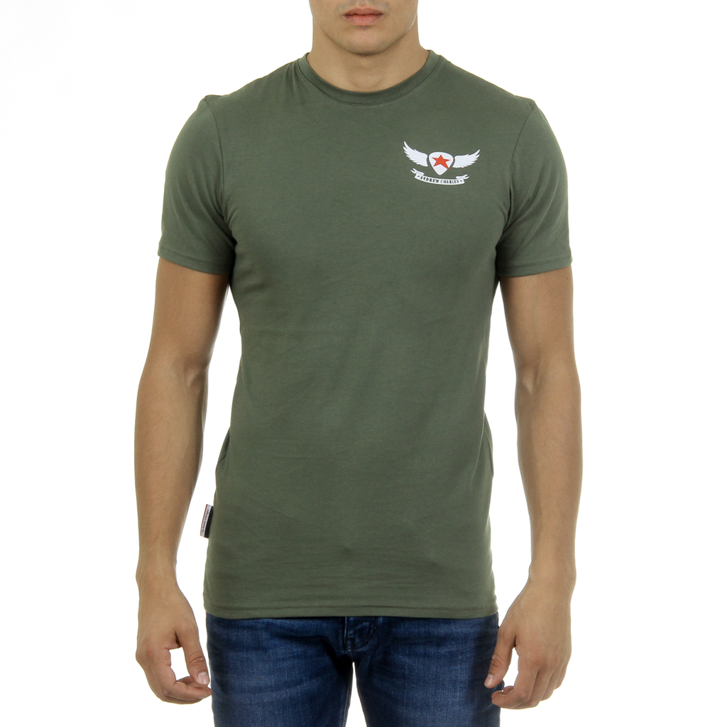Andrew Charles T-shirt da uomo a maniche corte con scollo rotondo verde KEITA
