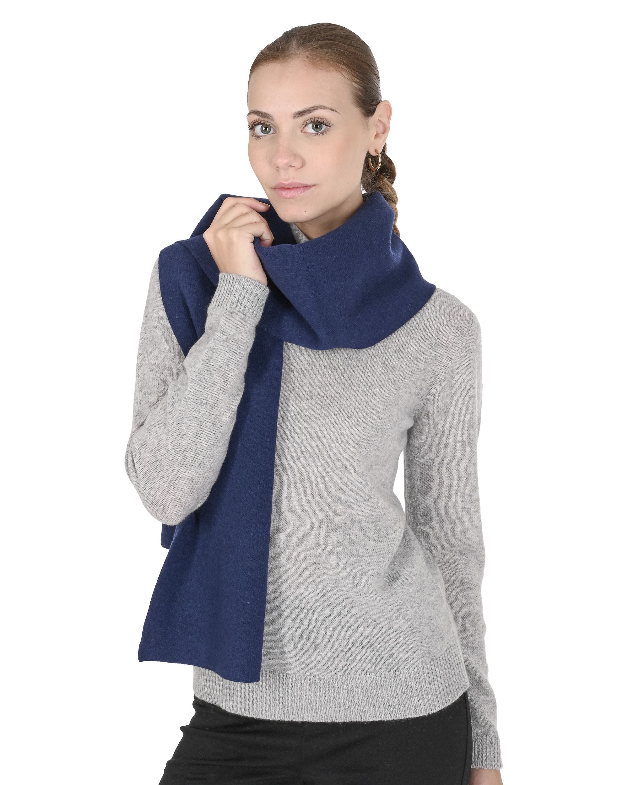 Sciarpa da donna in cashmere Crown of Edinburgh COE 0049 BLU REALE
