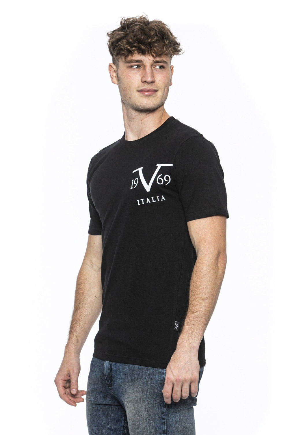 19V69 Italia T-shirt da uomo nera MIKE BLACK