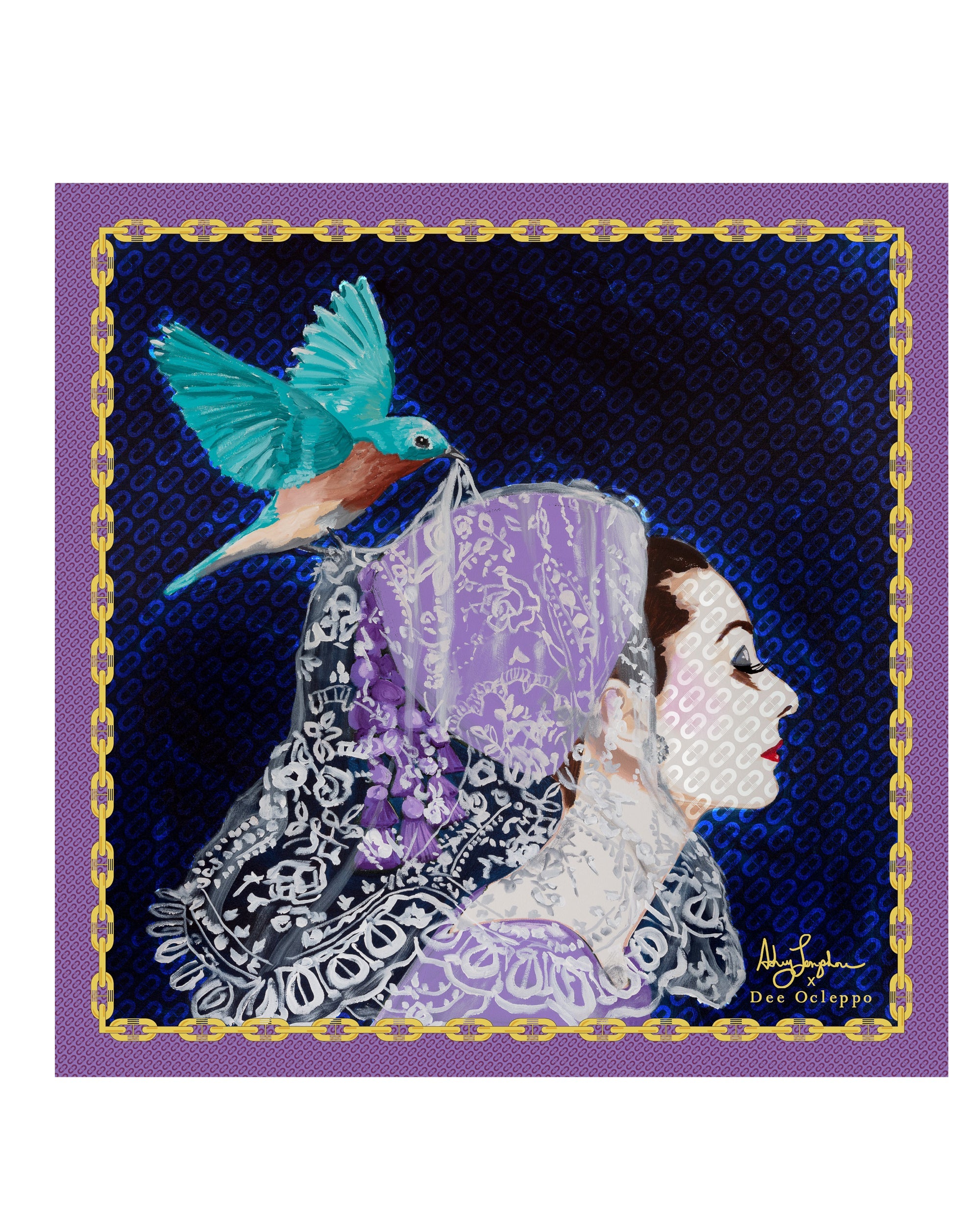 Sciarpa in seta italiana Dee X Ashley Longshore