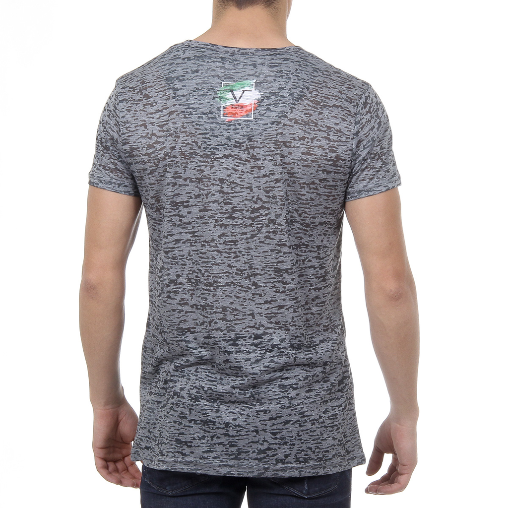V 1969 Italia T-shirt da uomo a maniche corte con scollo a V, verde scuro LUCAS