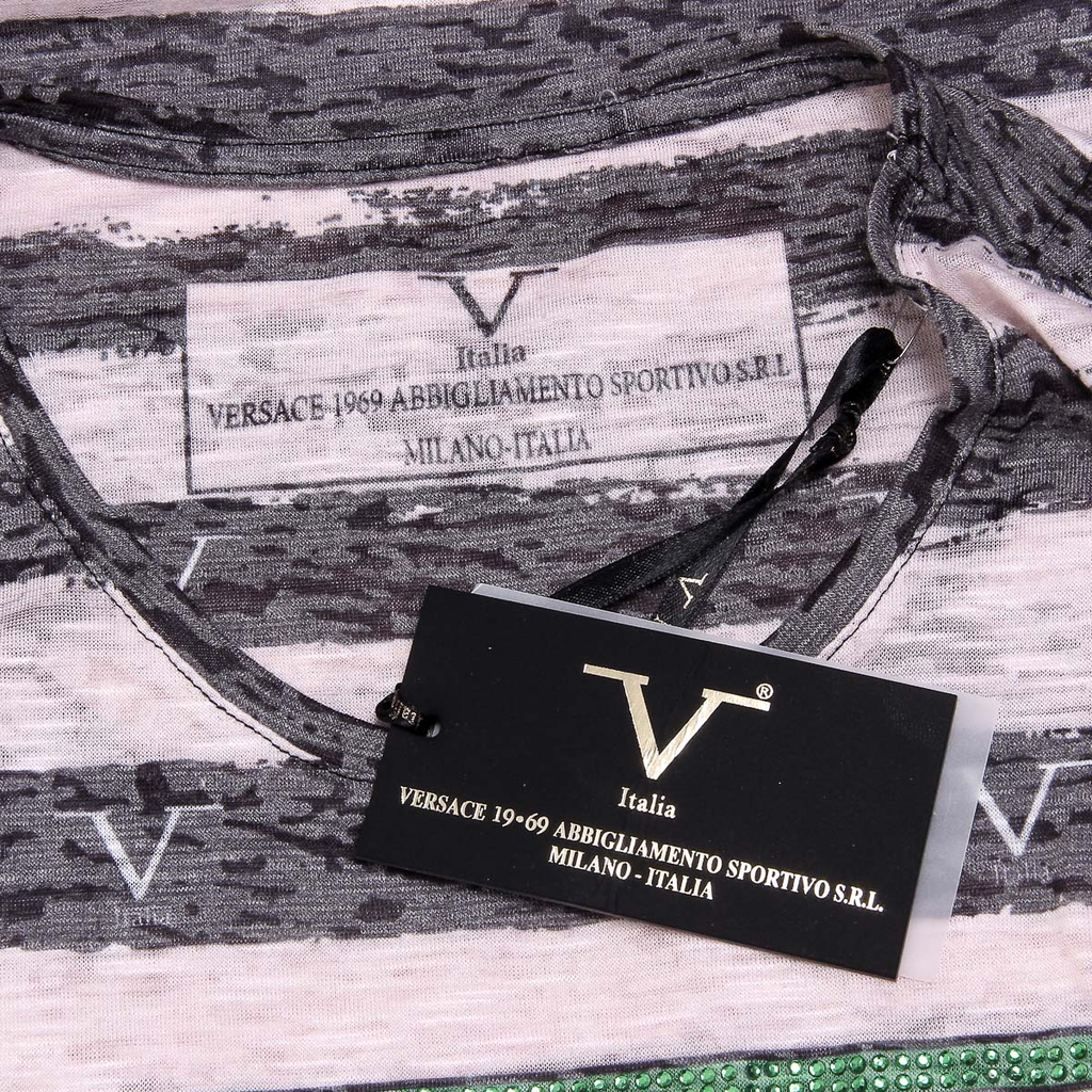 V 1969 Italia T-shirt da donna a maniche corte con scollo rotondo multicolore CHARLOTTE